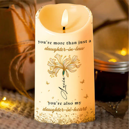 To My Daughter-In-Law, The Gift Of You, Flowers - Personalized Custom LED Candle - DILA024_LECA