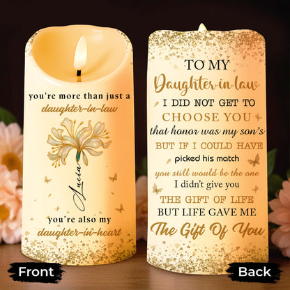 To My Daughter-In-Law, The Gift Of You, Flowers - Personalized Custom LED Candle - DILA024_LECA