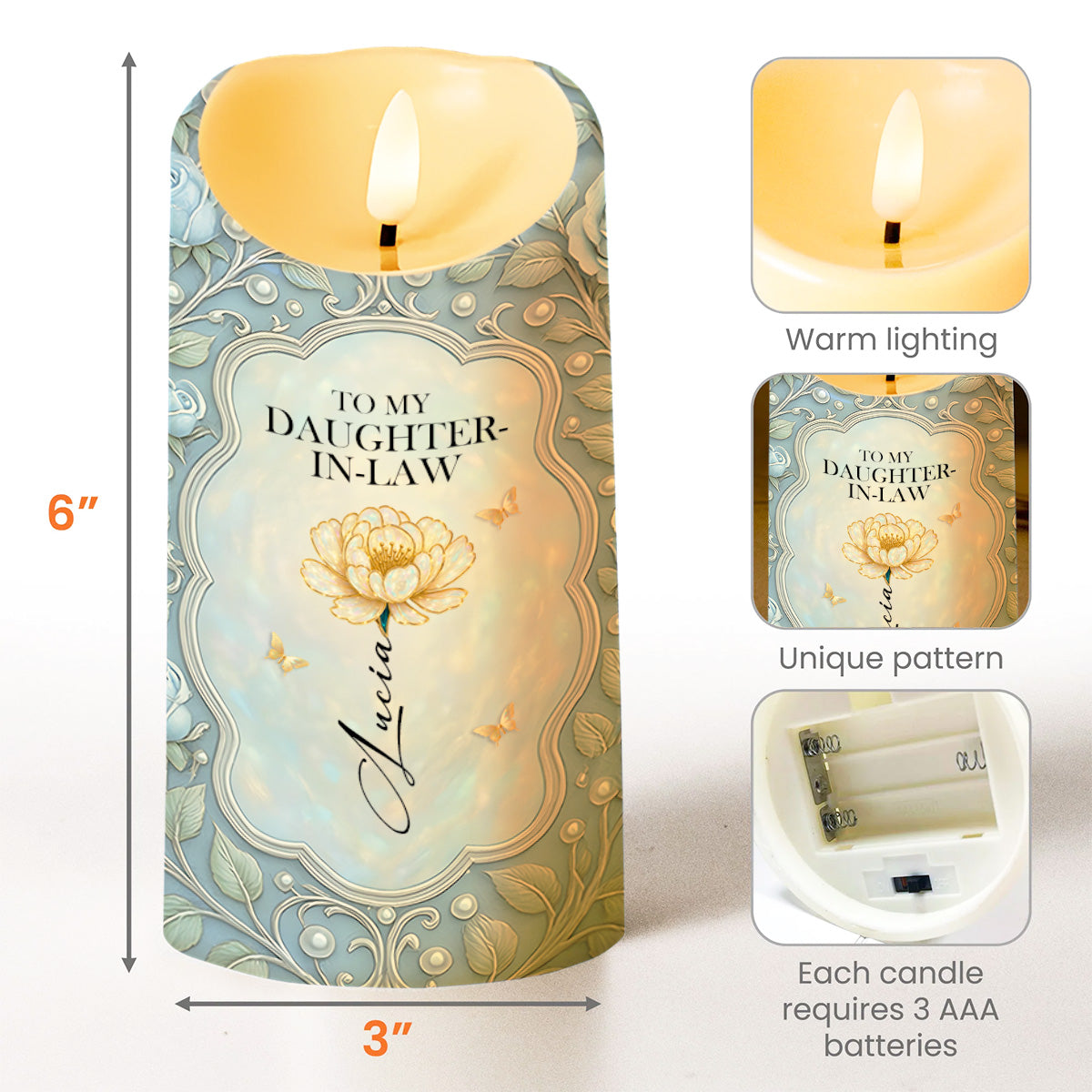 Always Remember You Are Braver, Flower And Scrolls Design - Personalized Custom LED Candle - DILA025_LECA