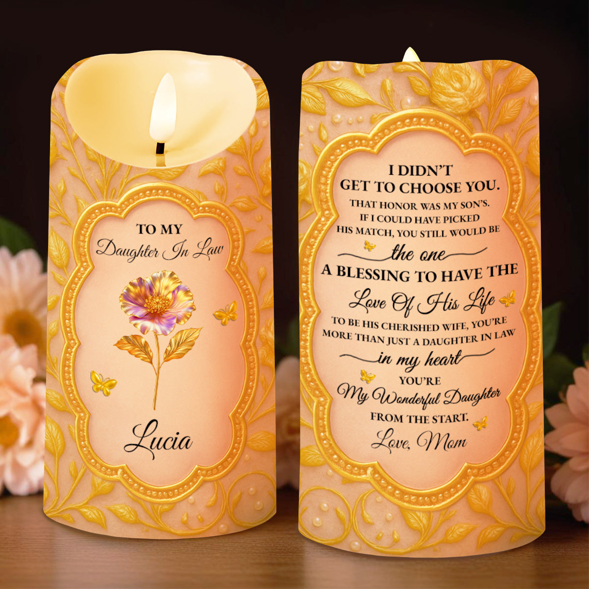 Blessing To Have The Love Of His Life, Cherished Daughter In Law - Personalized Custom LED Candle - DILA026_LECA