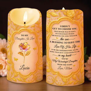 Blessing To Have The Love Of His Life, Cherished Daughter In Law - Personalized Custom LED Candle - DILA026_LECA