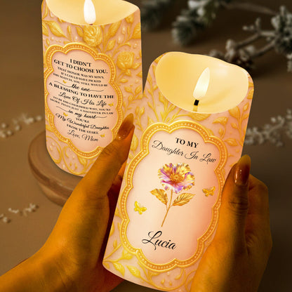 Blessing To Have The Love Of His Life, Cherished Daughter In Law - Personalized Custom LED Candle - DILA026_LECA