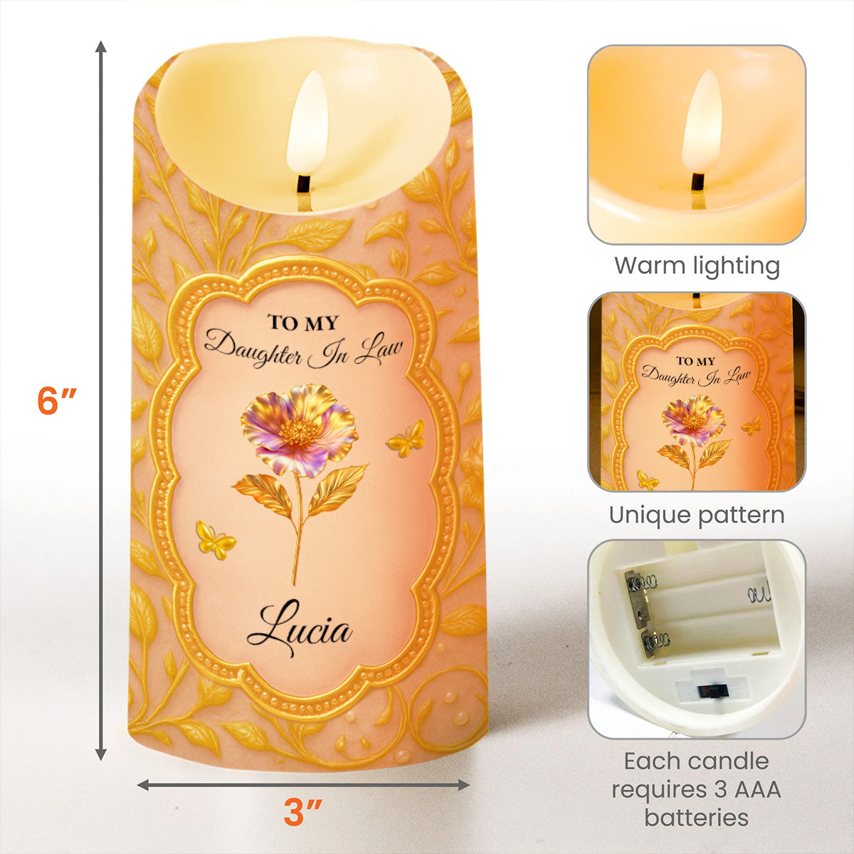 Blessing To Have The Love Of His Life, Cherished Daughter In Law - Personalized Custom LED Candle - DILA026_LECA