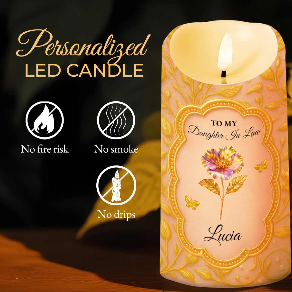 Blessing To Have The Love Of His Life, Cherished Daughter In Law - Personalized Custom LED Candle - DILA026_LECA