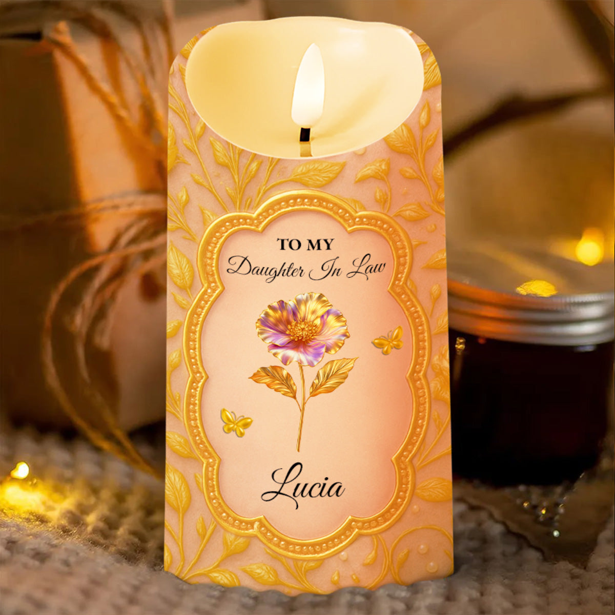 Blessing To Have The Love Of His Life, Cherished Daughter In Law - Personalized Custom LED Candle - DILA026_LECA