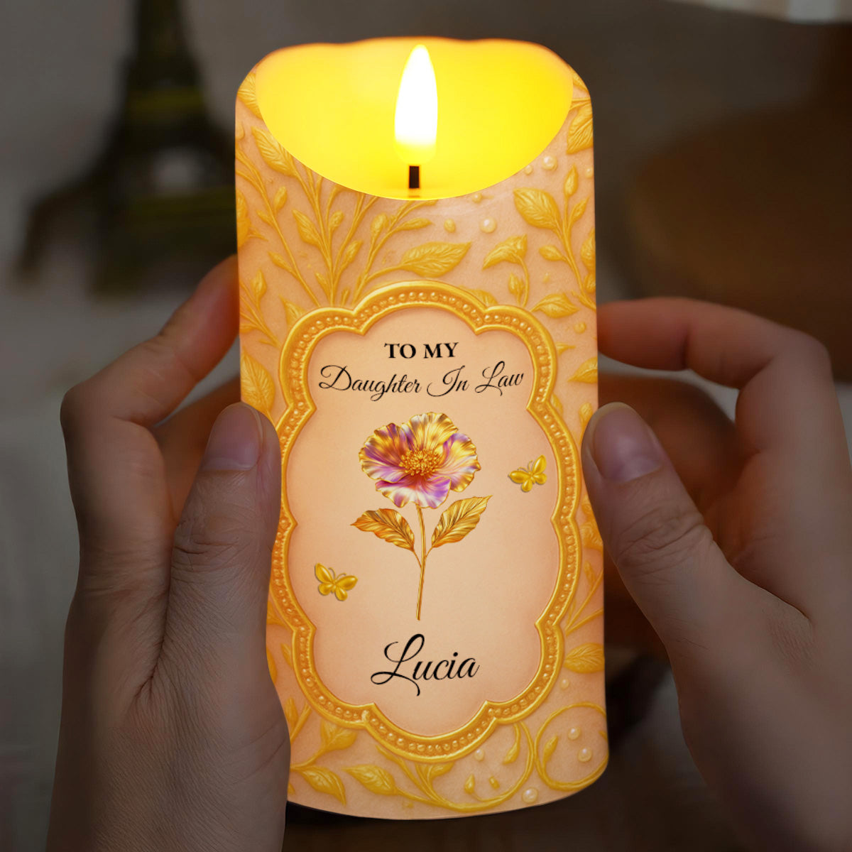 Blessing To Have The Love Of His Life, Cherished Daughter In Law - Personalized Custom LED Candle - DILA026_LECA