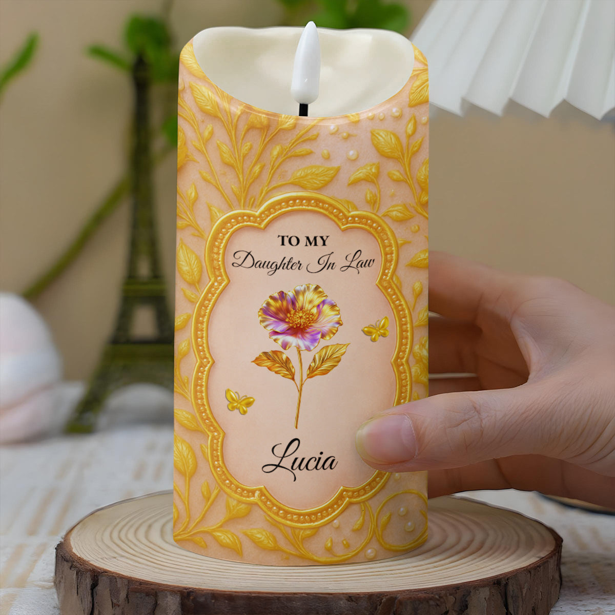 Blessing To Have The Love Of His Life, Cherished Daughter In Law - Personalized Custom LED Candle - DILA026_LECA