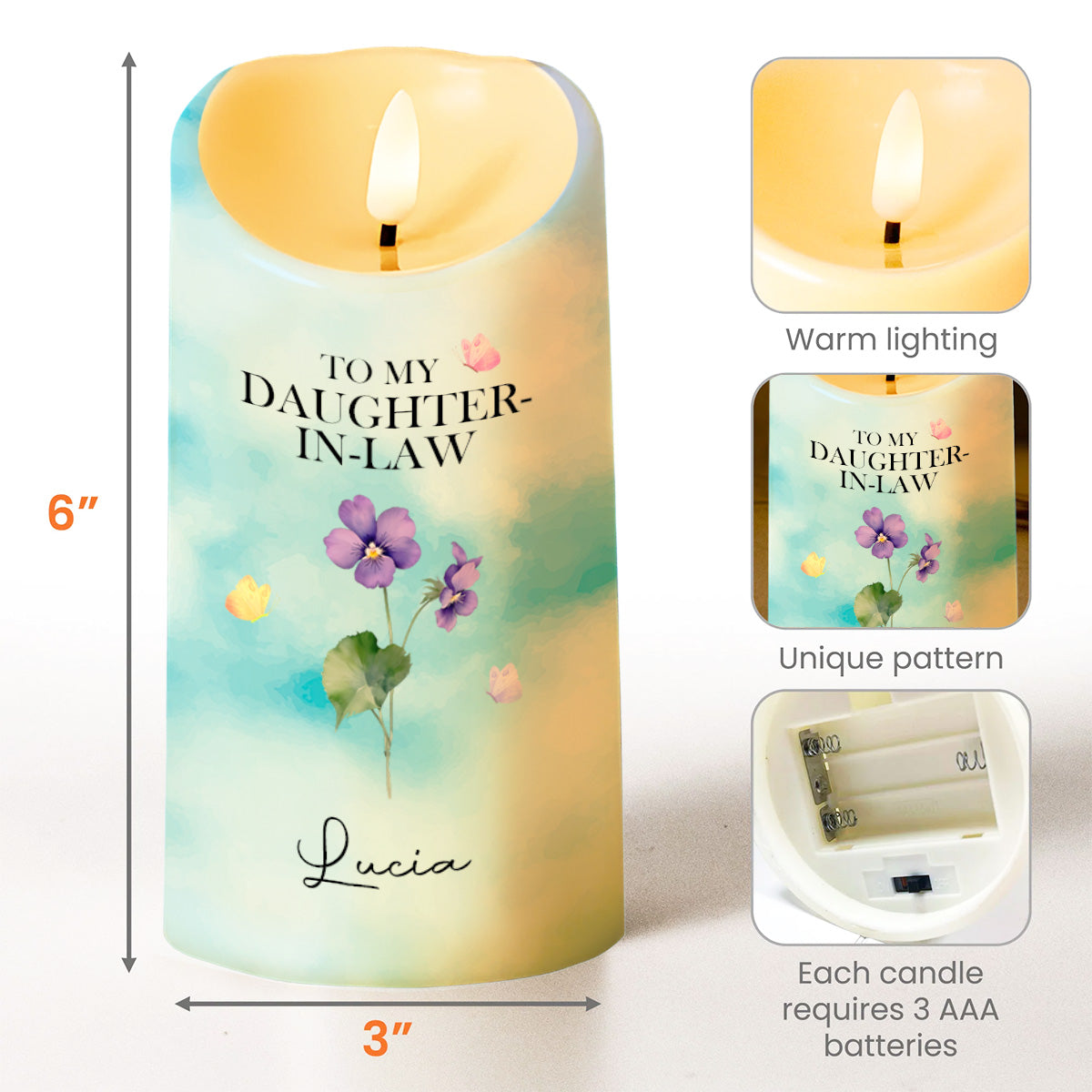 Gift Of You, Thank You For Loving My Son, Flowers and Butterflies - Personalized Custom LED Candle - DILA028_LECA
