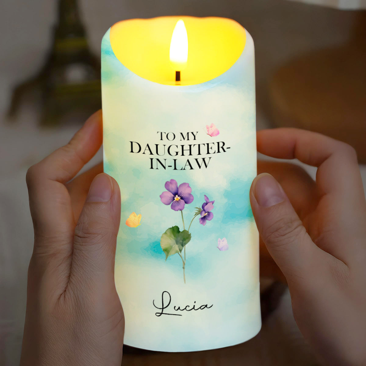 Gift Of You, Thank You For Loving My Son, Flowers and Butterflies - Personalized Custom LED Candle - DILA028_LECA