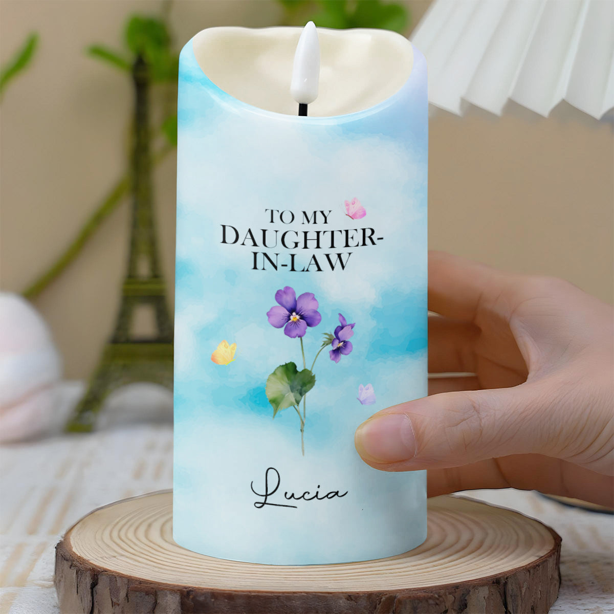 Gift Of You, Thank You For Loving My Son, Flowers and Butterflies - Personalized Custom LED Candle - DILA028_LECA