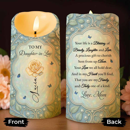 To My Daughter-in-Law Blessing of Beauty, Laughter and Love - Personalized Custom LED Candle - DILA029_LECA