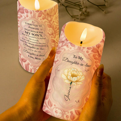 Honoring My Son's Choice, Celebrating Our Daughter-In-Law With Love - Personalized Custom LED Candle - DILA031_LECA