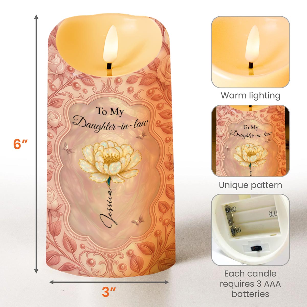 Honoring My Son's Choice, Celebrating Our Daughter-In-Law With Love - Personalized Custom LED Candle - DILA031_LECA