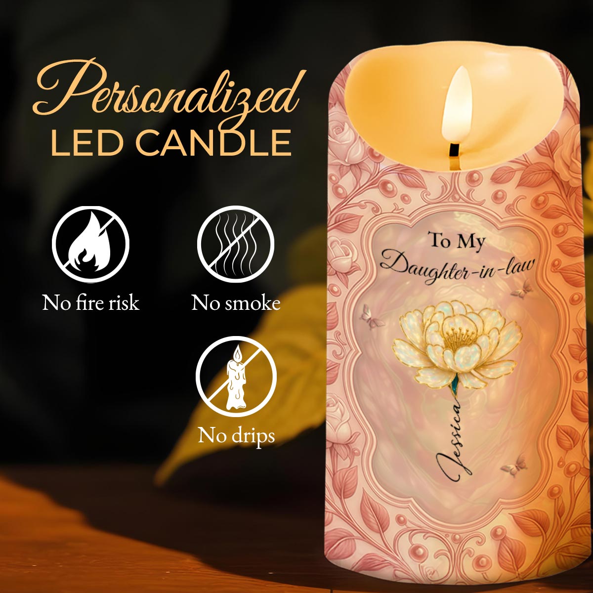 Honoring My Son's Choice, Celebrating Our Daughter-In-Law With Love - Personalized Custom LED Candle - DILA031_LECA