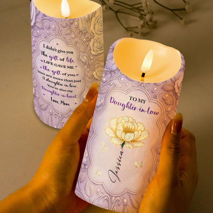 To My Daughter-In-Law, The Gift of You, Love Mom - Personalized Custom LED Candle - DILA032_LECA