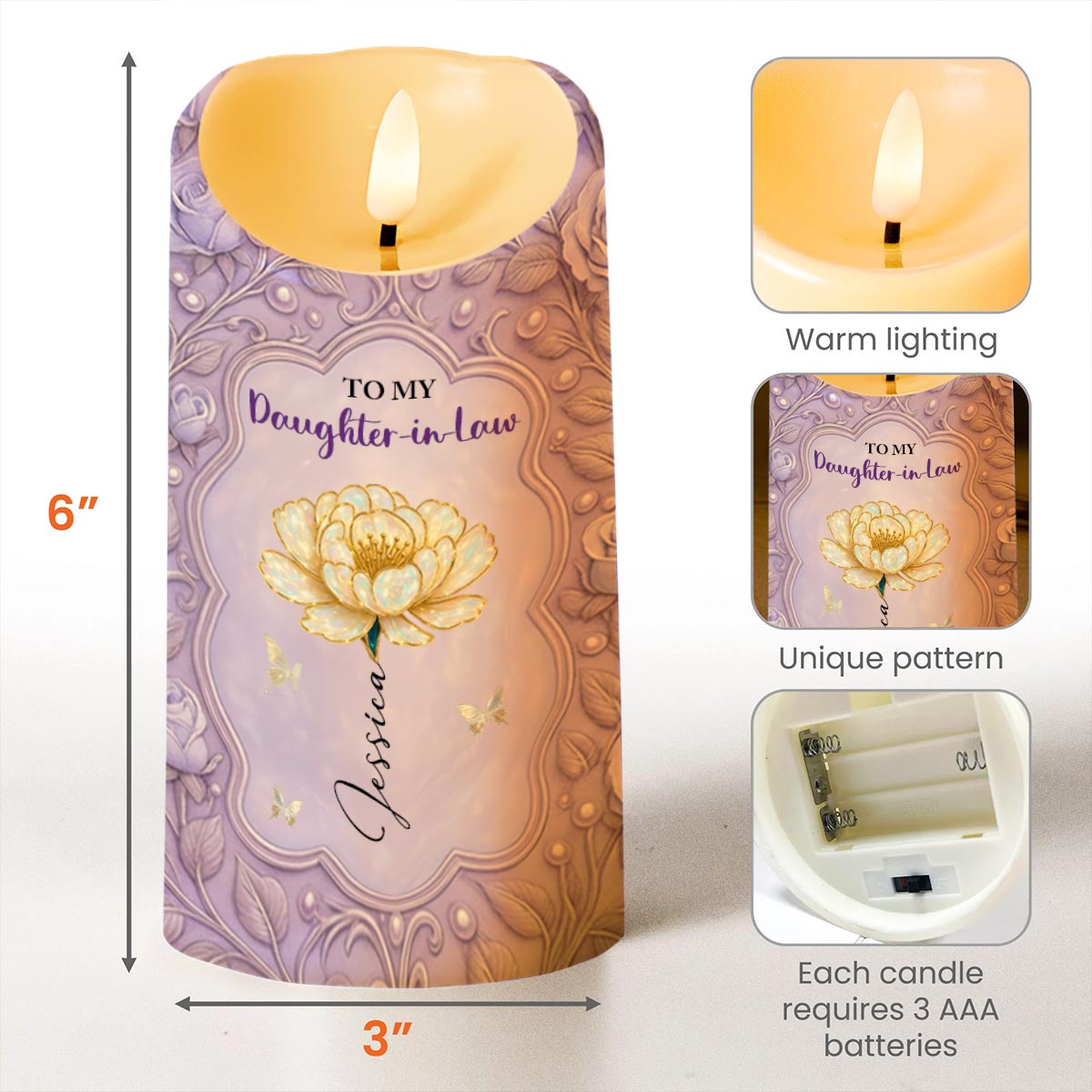 To My Daughter-In-Law, The Gift of You, Love Mom - Personalized Custom LED Candle - DILA032_LECA