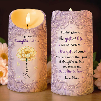 To My Daughter-In-Law, The Gift of You, Love Mom - Personalized Custom LED Candle - DILA032_LECA