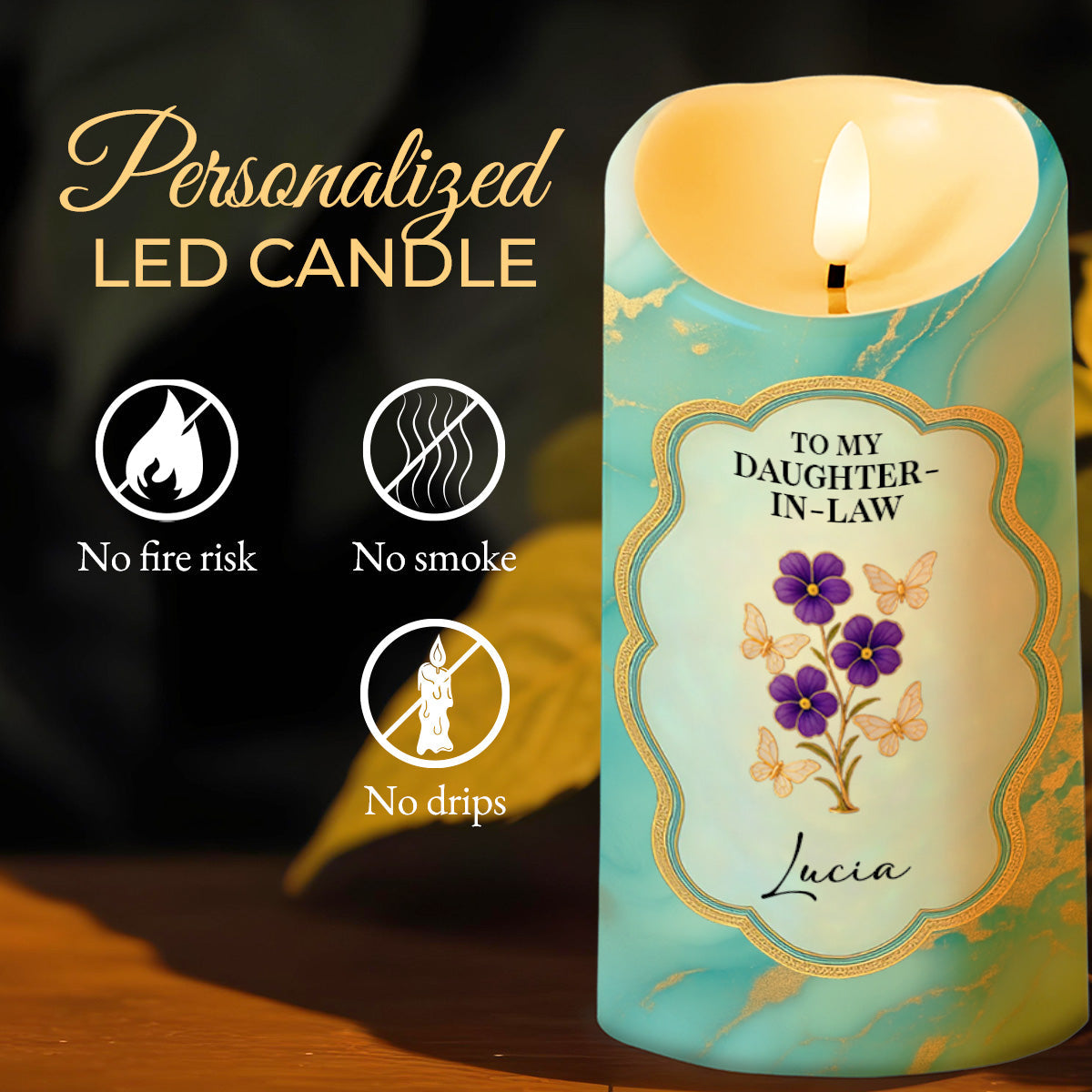 Thank You For Loving My Son, Marbled Design, Flowers - Personalized Custom LED Candle - DILA033_LECA