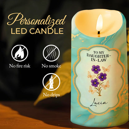 Thank You For Loving My Son, Marbled Design, Flowers - Personalized Custom LED Candle - DILA033_LECA