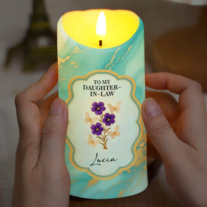 Thank You For Loving My Son, Marbled Design, Flowers - Personalized Custom LED Candle - DILA033_LECA
