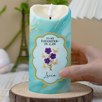 Thank You For Loving My Son, Marbled Design, Flowers - Personalized Custom LED Candle - DILA033_LECA