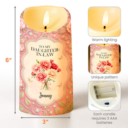 To My Daughter-In-Law, Gift Of Life, Flowers And Butterflies - Personalized Custom LED Candle - DILA034_LECA
