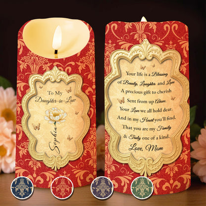To My Daughter-In-Law, A Blessing Of Beauty And Love - Personalized Custom LED Candle - DILA035_LECA