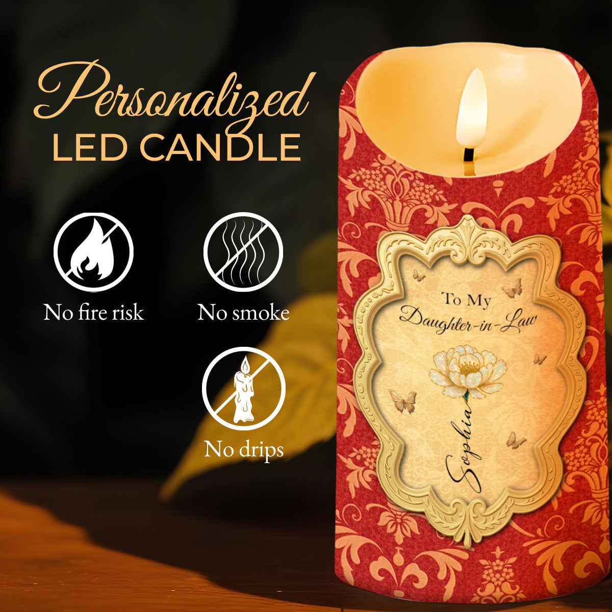 To My Daughter-In-Law, A Blessing Of Beauty And Love - Personalized Custom LED Candle - DILA035_LECA