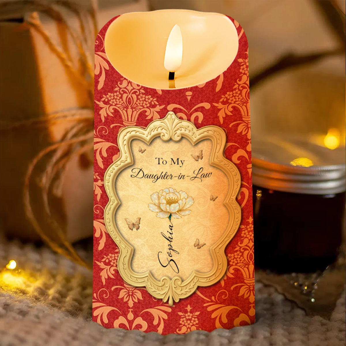 To My Daughter-In-Law, A Blessing Of Beauty And Love - Personalized Custom LED Candle - DILA035_LECA