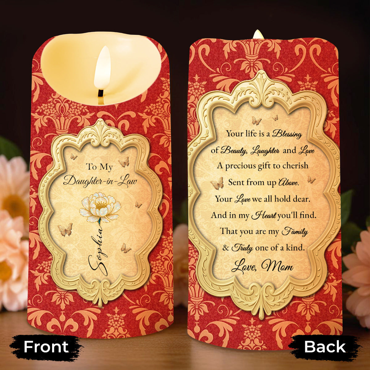To My Daughter-In-Law, A Blessing Of Beauty And Love - Personalized Custom LED Candle - DILA035_LECA