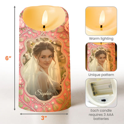 Gift For Daughter-In-Law, Loving Words With Flowers - Personalized Custom LED Candle - DILA039_LECA