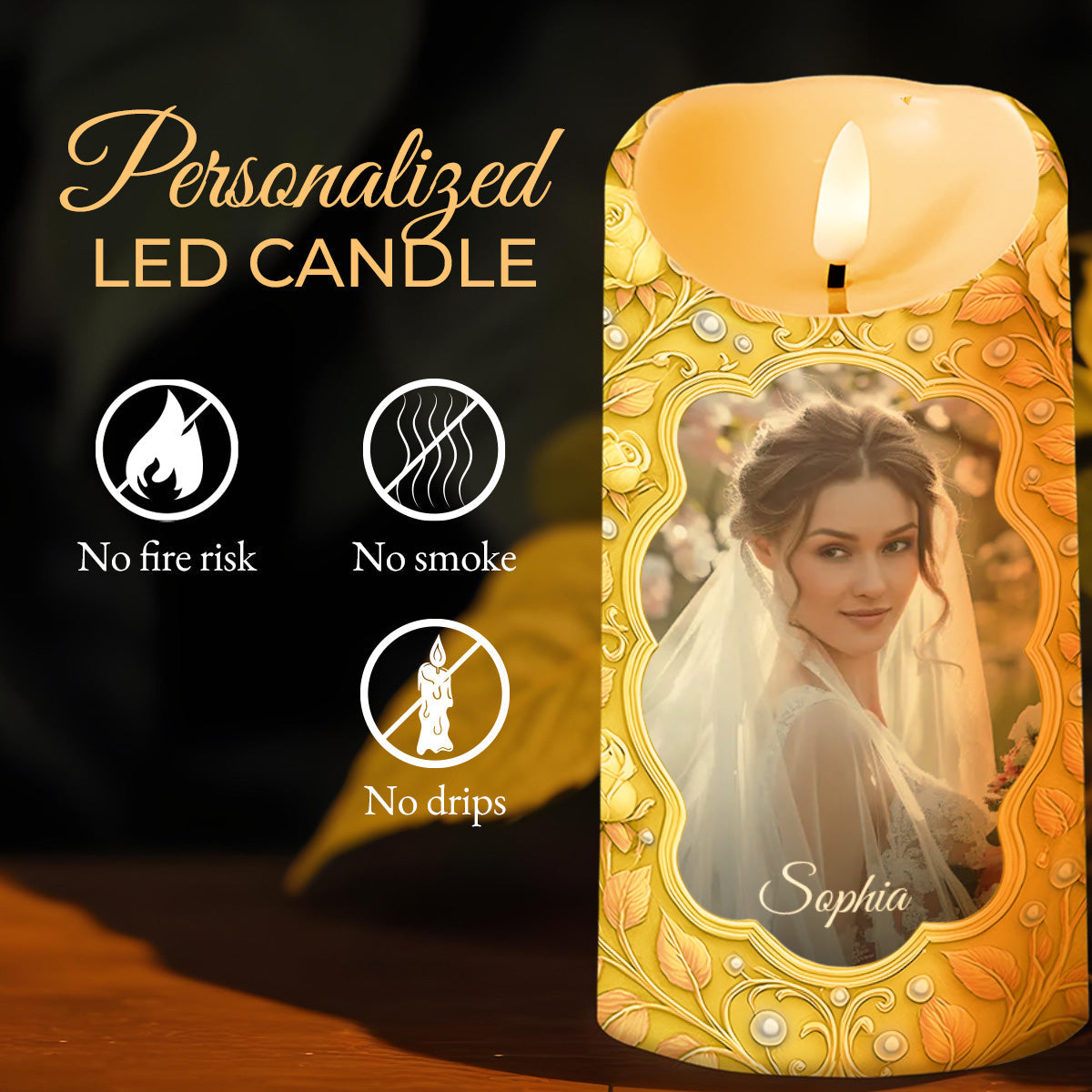 Gift For Daughter-In-Law, Loving Words With Flowers - Personalized Custom LED Candle - DILA039_LECA