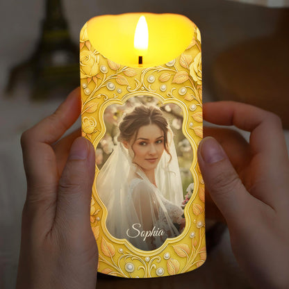 Gift For Daughter-In-Law, Loving Words With Flowers - Personalized Custom LED Candle - DILA039_LECA