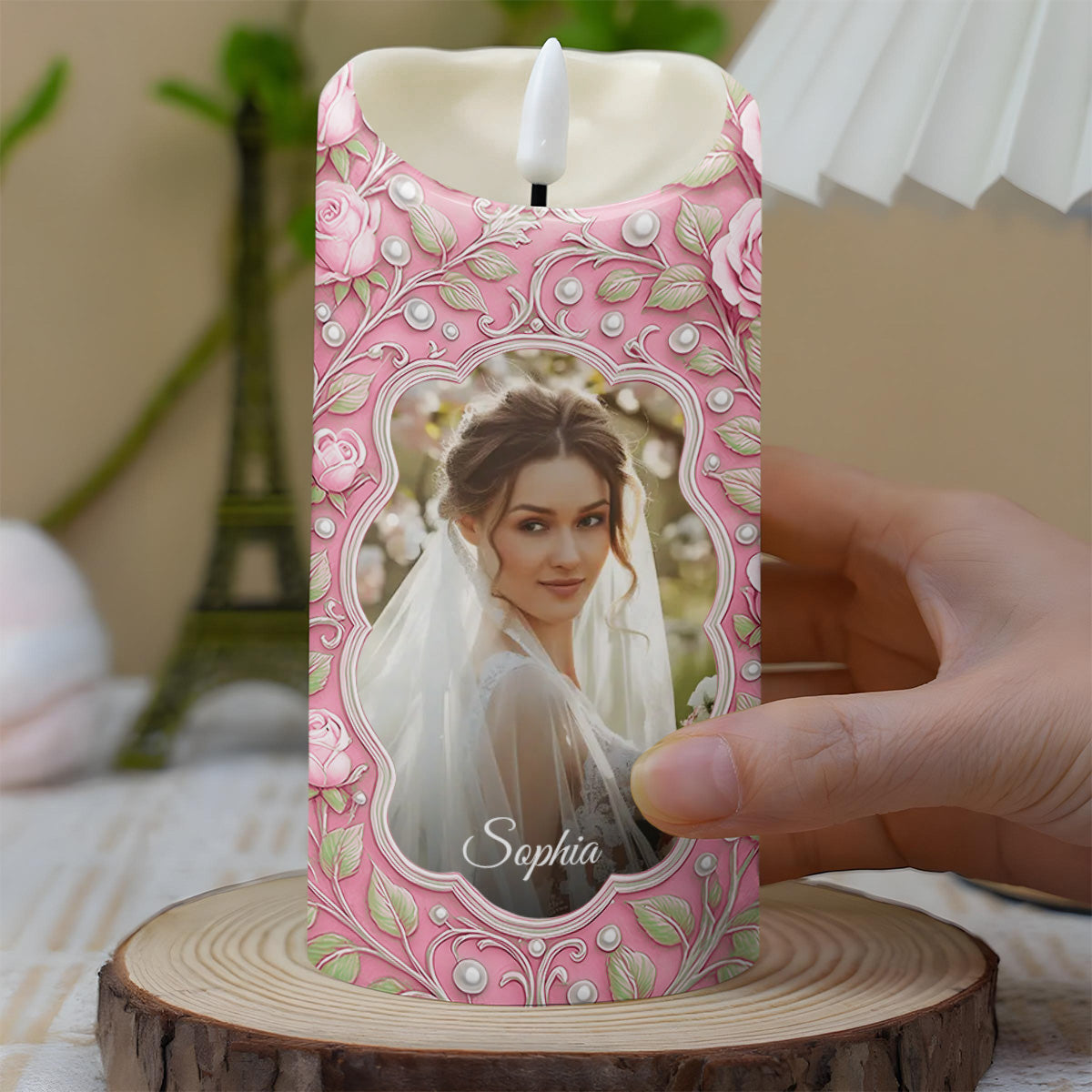 Gift For Daughter-In-Law, Loving Words With Flowers - Personalized Custom LED Candle - DILA039_LECA