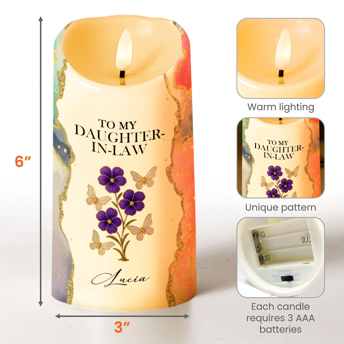 Gift Of Life, Thank You For Loving My Son, Flowers And Butterflies Design - Personalized Custom LED Candle - DILA040_LECA