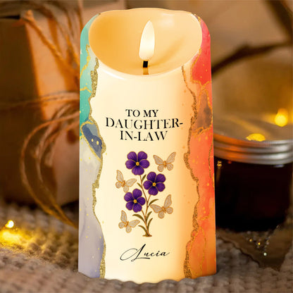 Gift Of Life, Thank You For Loving My Son, Flowers And Butterflies Design - Personalized Custom LED Candle - DILA040_LECA