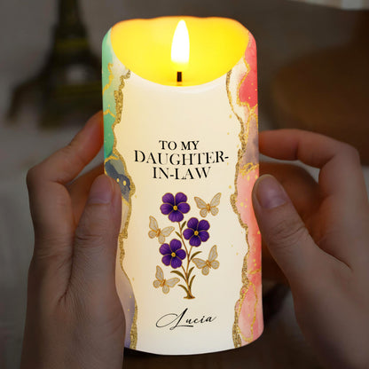 Gift Of Life, Thank You For Loving My Son, Flowers And Butterflies Design - Personalized Custom LED Candle - DILA040_LECA