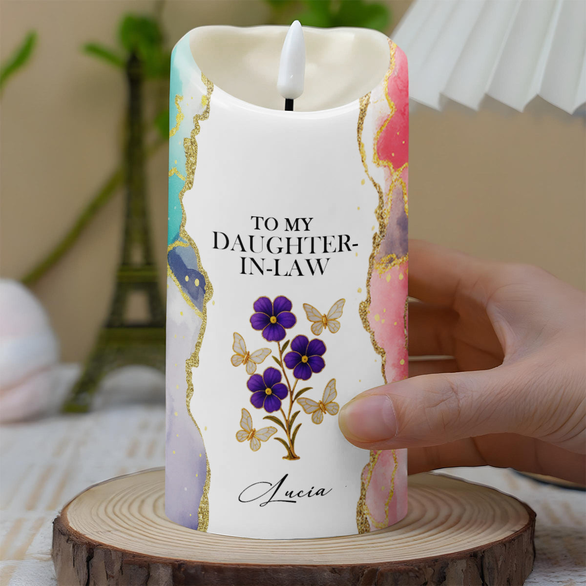 Gift Of Life, Thank You For Loving My Son, Flowers And Butterflies Design - Personalized Custom LED Candle - DILA040_LECA