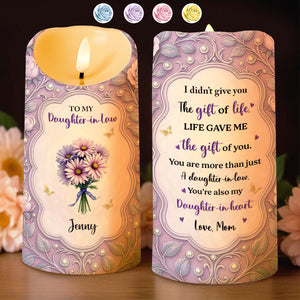 Gift of Life, Gift of You, Flowers and Hearts - Personalized Custom LED Candle - DILA041_LECA