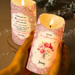 Gift of Life, Gift of You, Flowers and Hearts - Personalized Custom LED Candle - DILA041_LECA