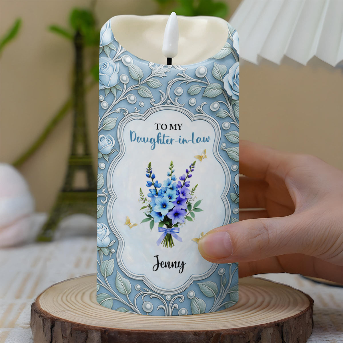 Gift of Life, Gift of You, Flowers and Hearts - Personalized Custom LED Candle - DILA041_LECA