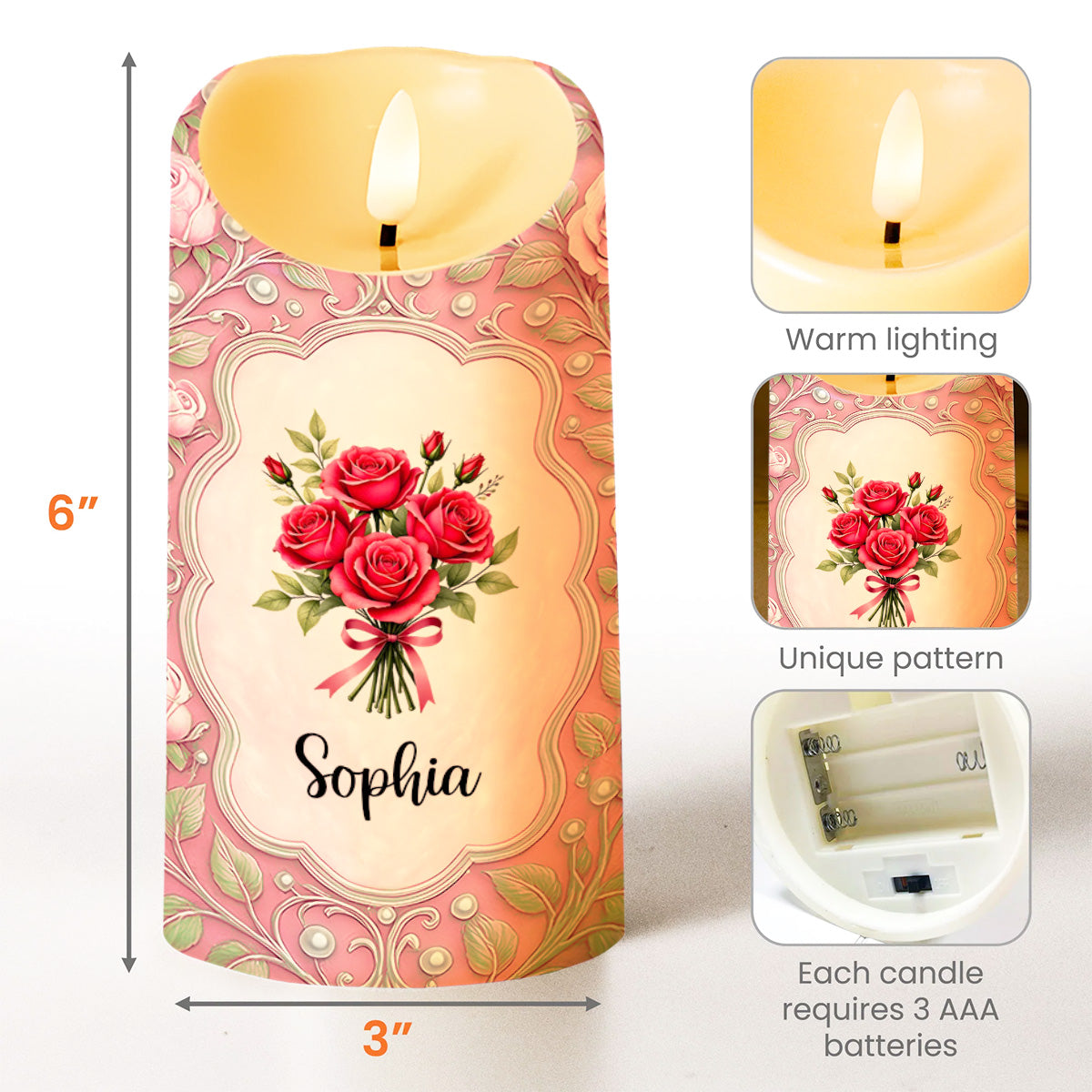 To My Daughter-In-Law, Flowers Custom LED Candle - Personalized Custom LED Candle - DILA043_LECA