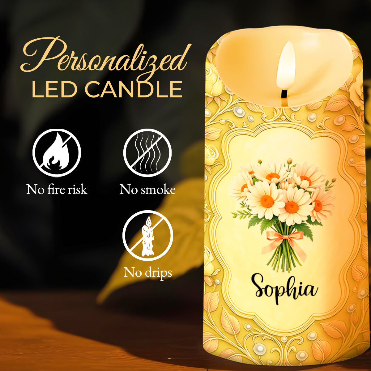 To My Daughter-In-Law, Flowers Custom LED Candle - Personalized Custom LED Candle - DILA043_LECA