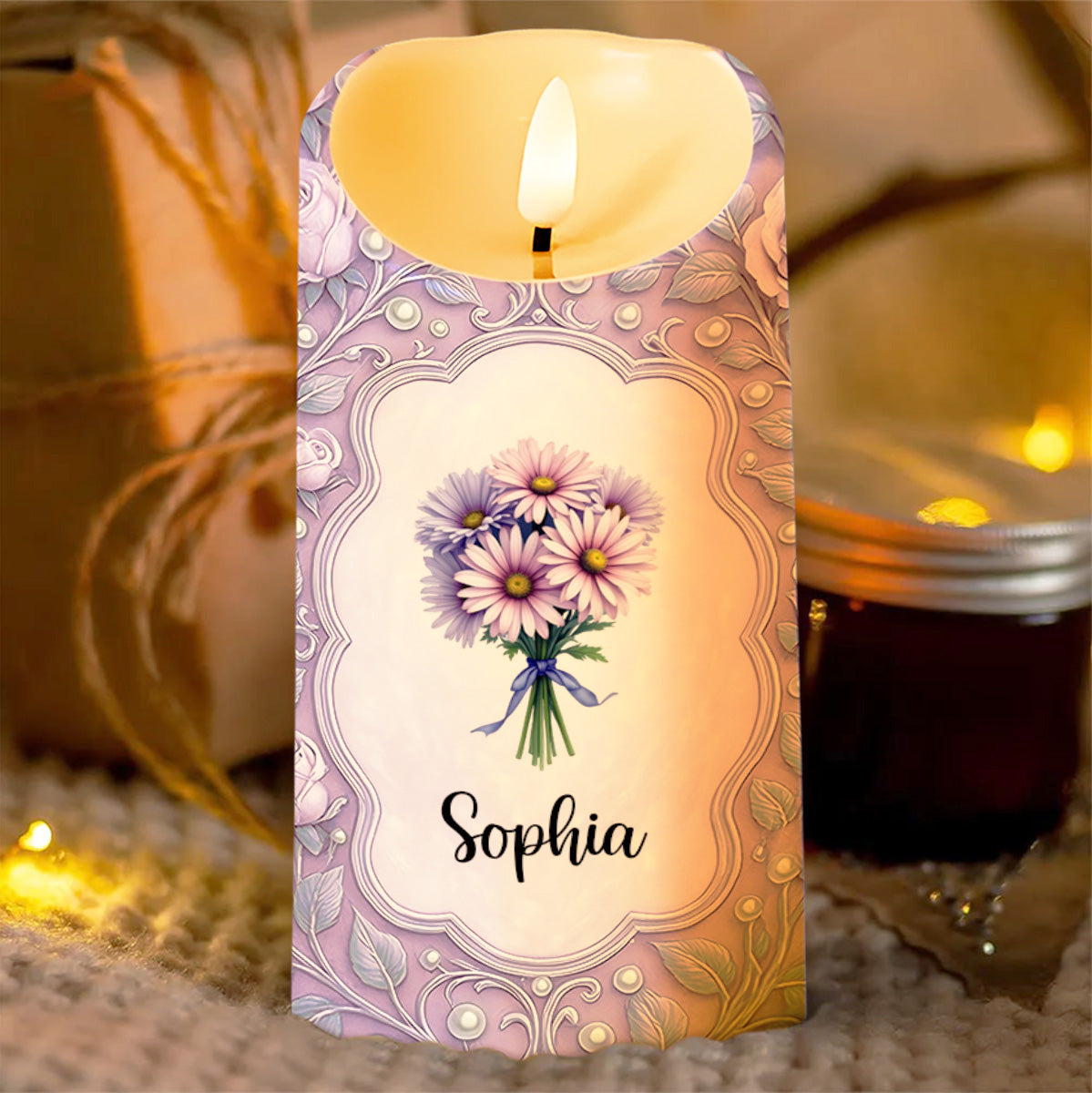 To My Daughter-In-Law, Flowers Custom LED Candle - Personalized Custom LED Candle - DILA043_LECA