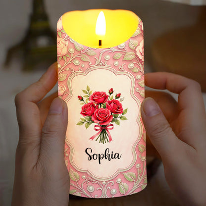 To My Daughter-In-Law, Flowers Custom LED Candle - Personalized Custom LED Candle - DILA043_LECA