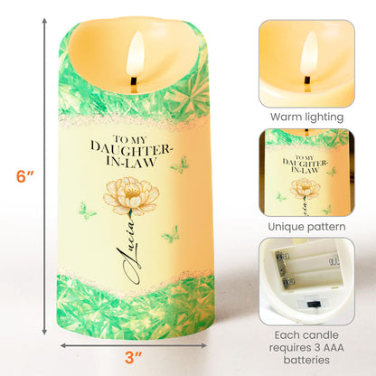 To My Daughter-In-Law, Flower And Butterflies - Personalized Custom LED Candle - DILA044_LECA