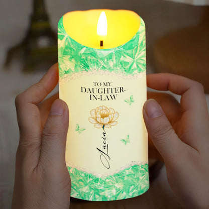 To My Daughter-In-Law, Flower And Butterflies - Personalized Custom LED Candle - DILA044_LECA