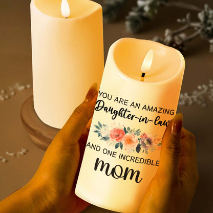 Amazing Daughter-In-Law, Incredible Mom, Beautiful Flowers - Personalized Custom LED Candle - DILA047_LECA