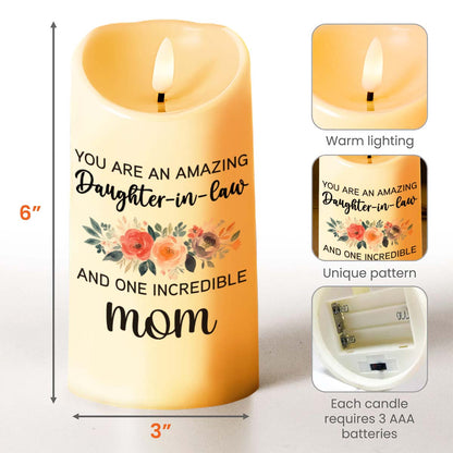 Amazing Daughter-In-Law, Incredible Mom, Beautiful Flowers - Personalized Custom LED Candle - DILA047_LECA