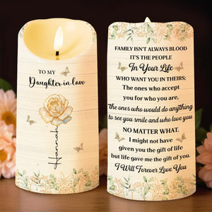 To My Daughter-in-Law, Love Forever With Butterflies And Flowers - Personalized Custom LED Candle - DILA048_LECA